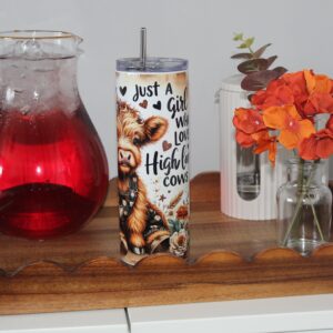 Just A Girl Who Loves Highland Cows 20oz Tumbler With Lid & Straw