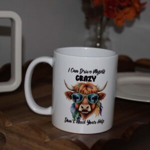 I Can Drive Myself Crazy Highland Cow - 11oz Ceramic Mug