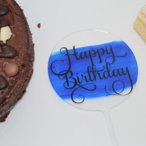 Happy Birthday With Colour Personalisation - 10cm Acrylic Circle Cake Topper