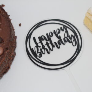 Happy Birthday - 10cm Acrylic Circle Cake Topper